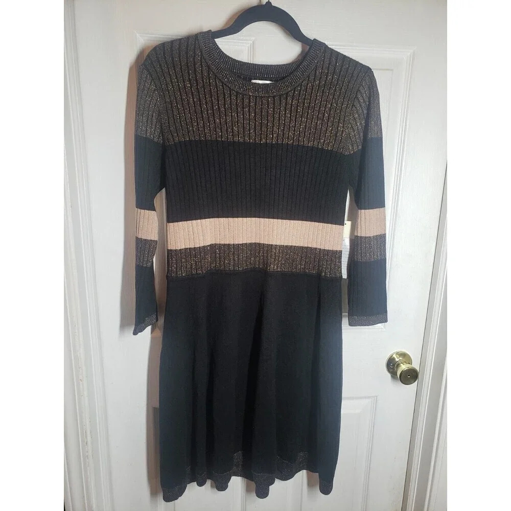 Eliza J Color Block Long sleeve Sweater Dress Women's Size XL